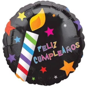 18" Feliz Cumpleanos Candles Mylar Balloon #106