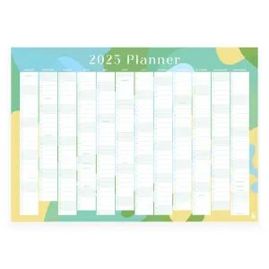 2025 Wall Planner - Abstract Reef Green/Yellow