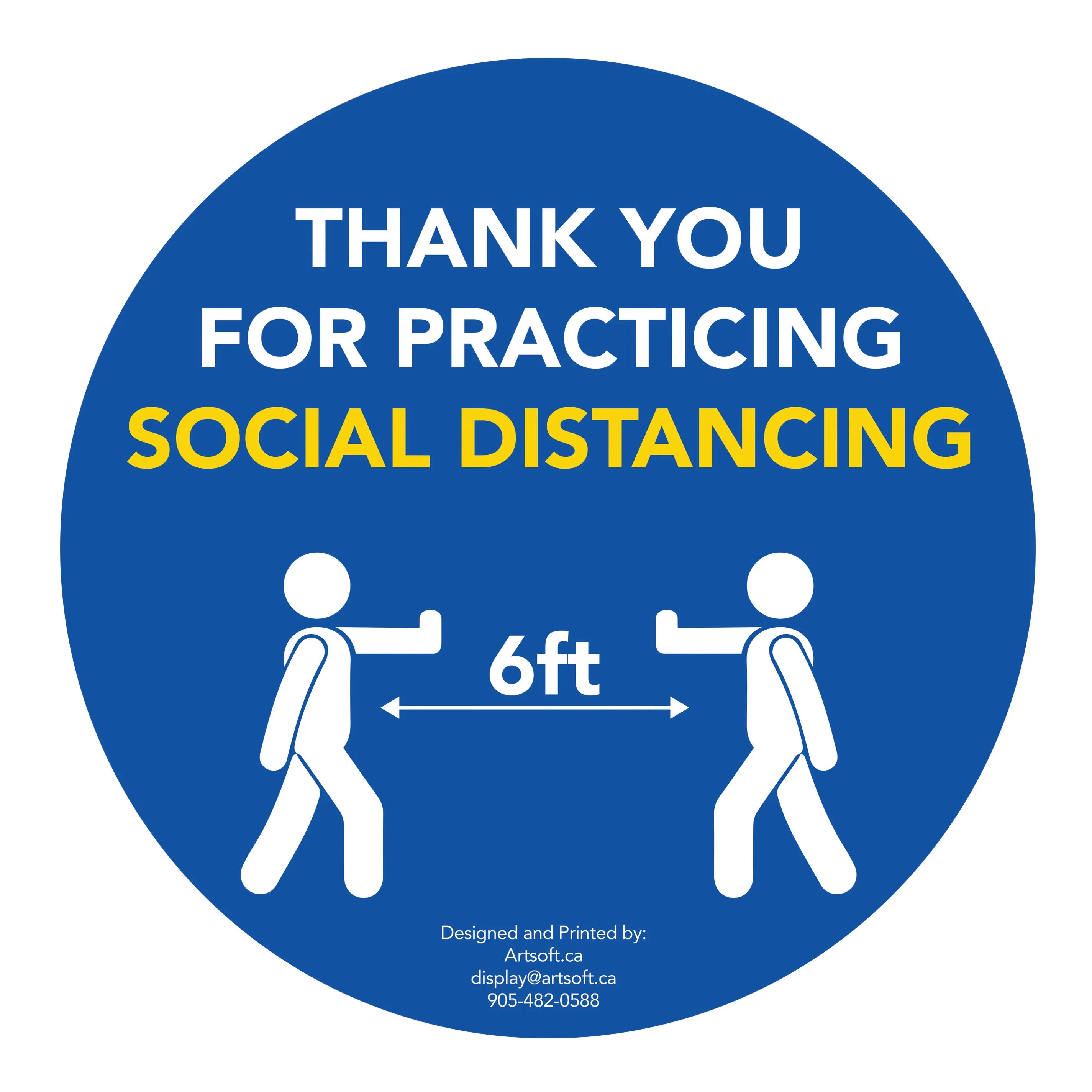 8.5" People - Social Distancing Anti-slip Floor Stickers - 6 Color Available