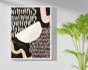 Abstract Boho Art Prints | Blush Pink Beige Black