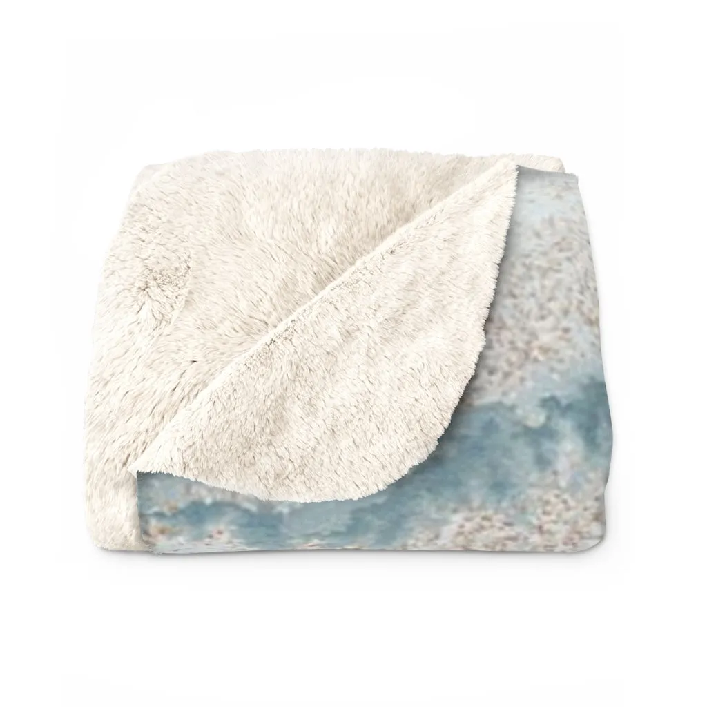 Abstract Comfy Blanket | Pastel Blue Gold Butterfly