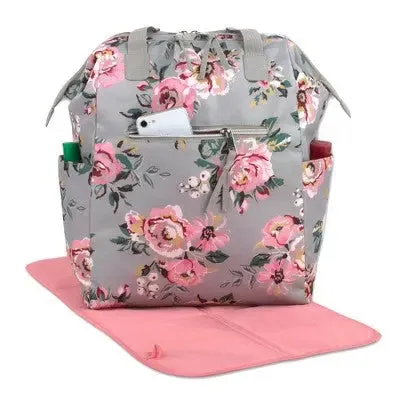 Baby Essentials Floral Frame Backpack - Gray