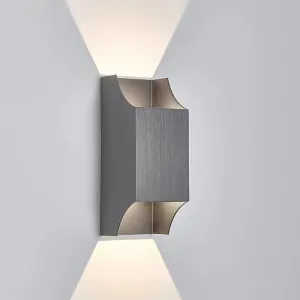 Bedroom Up and Down LED Wall Sconce - 1 Light with Geometric Metal Shade - Black/Grey/White