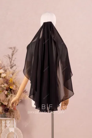 Black Flowing Chiffon Fingertip Length Wedding Veil