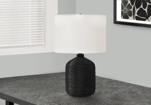 Black Rattan Table Lamp - Modern Lighting, 23"H, Ivory/Cream Shade