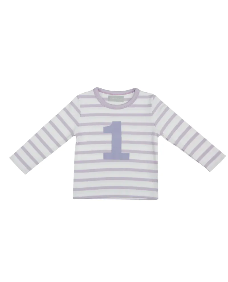 Bob and Blossom Parma Violet and White Striped Number T-Shirt