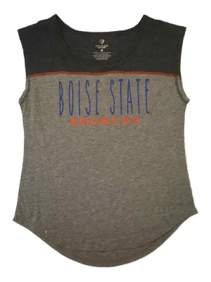 Boise State Broncos Colosseum WOMEN'S Two-Tone Gray Soft Sleeveless T-Shirt (M)