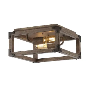 Breakneck 11.5" 2-Light Iron Rustic Farmhouse LED Flush Mount