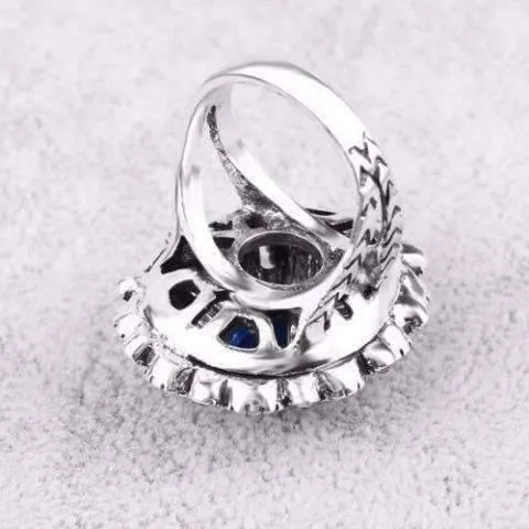 Brilliant Blue Flower Oversize Cocktail Ring