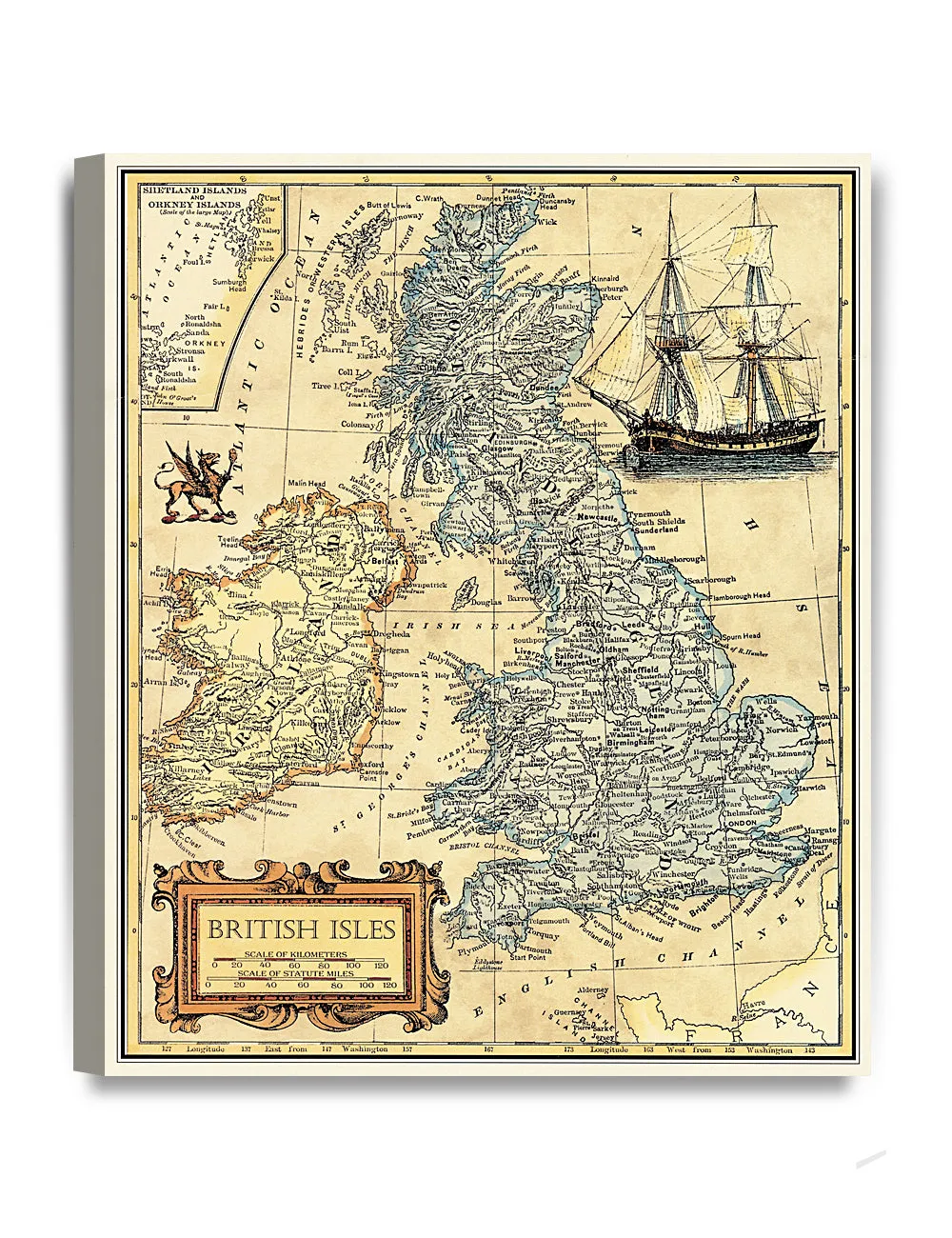 British Isles Map, Ancient Map.