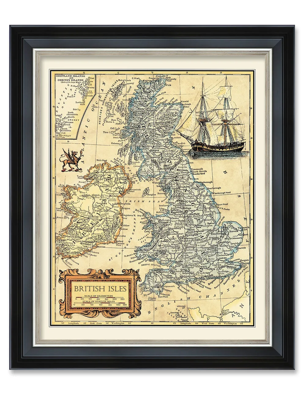 British Isles Map, Ancient Map.