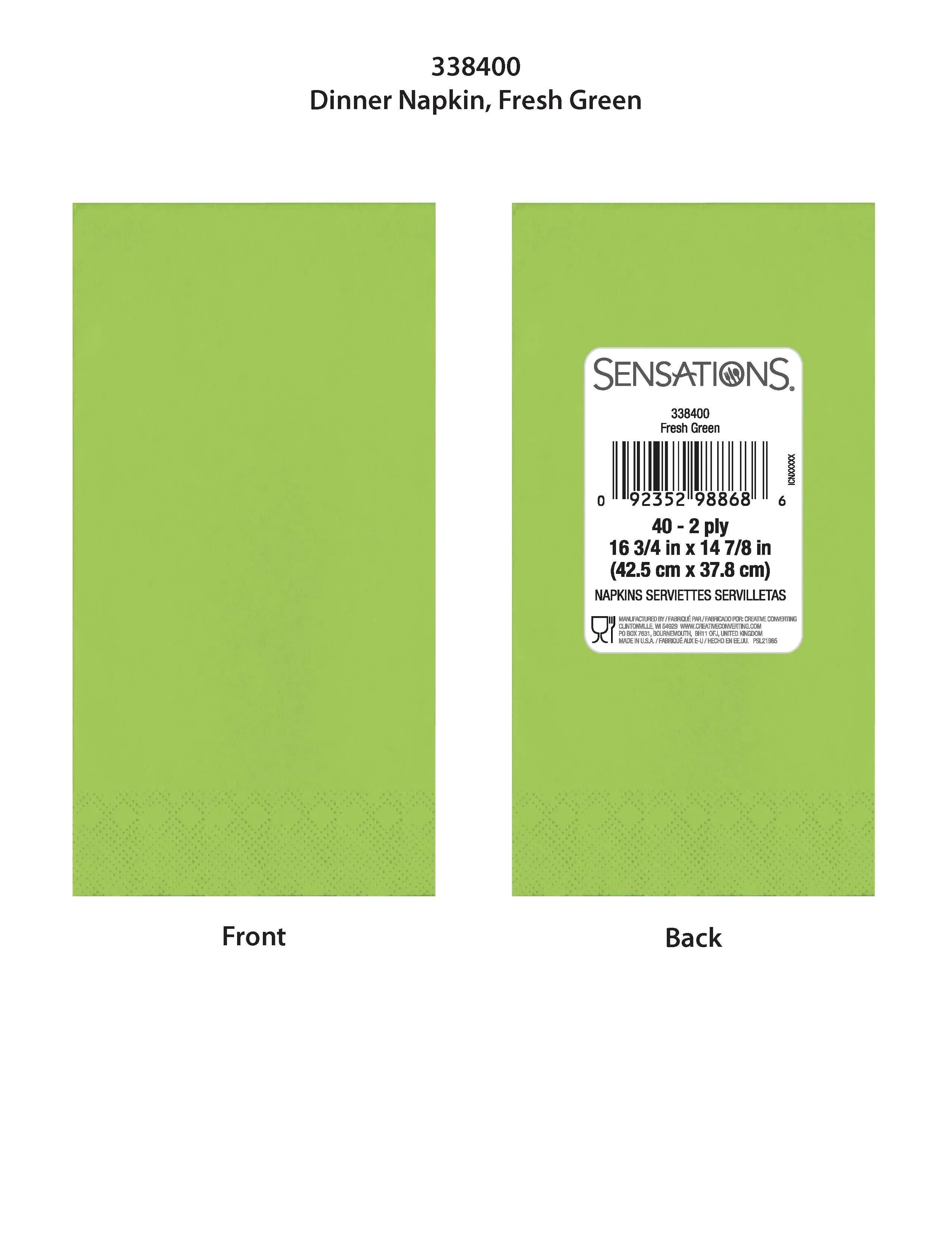 Bulk Fresh Green 2ply Dinner Napkin (400 per Case)