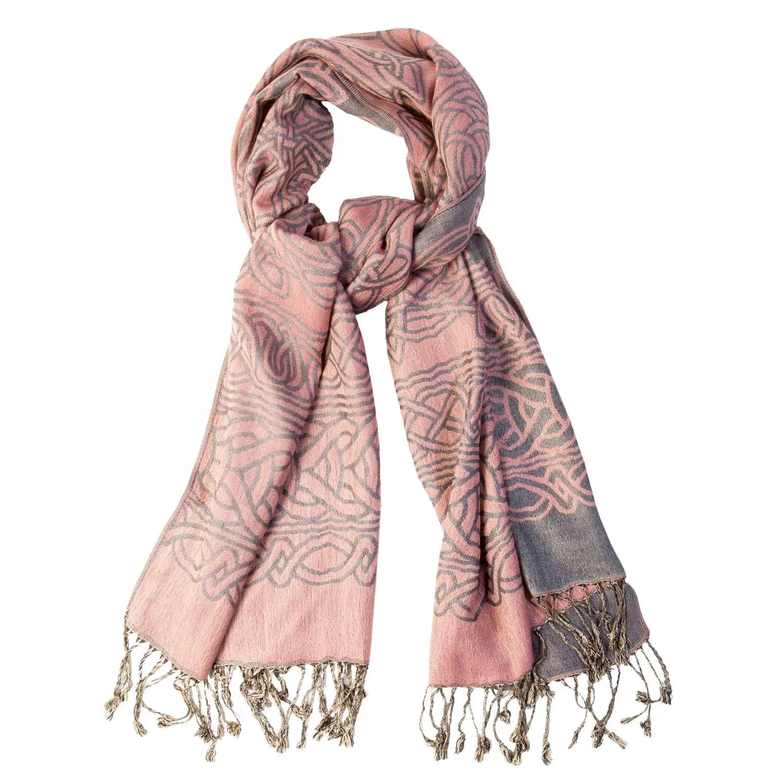 Celtic Weave Pashmina Scarf- Grey/Pink