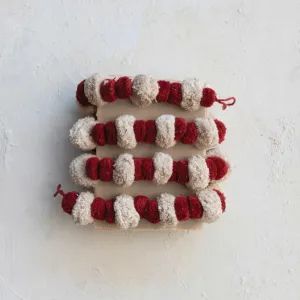 Cream & Red Pom Pom Garland