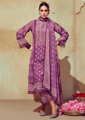 Digital Printed & Embroidered Onion Pink Muslin Salwar Suit