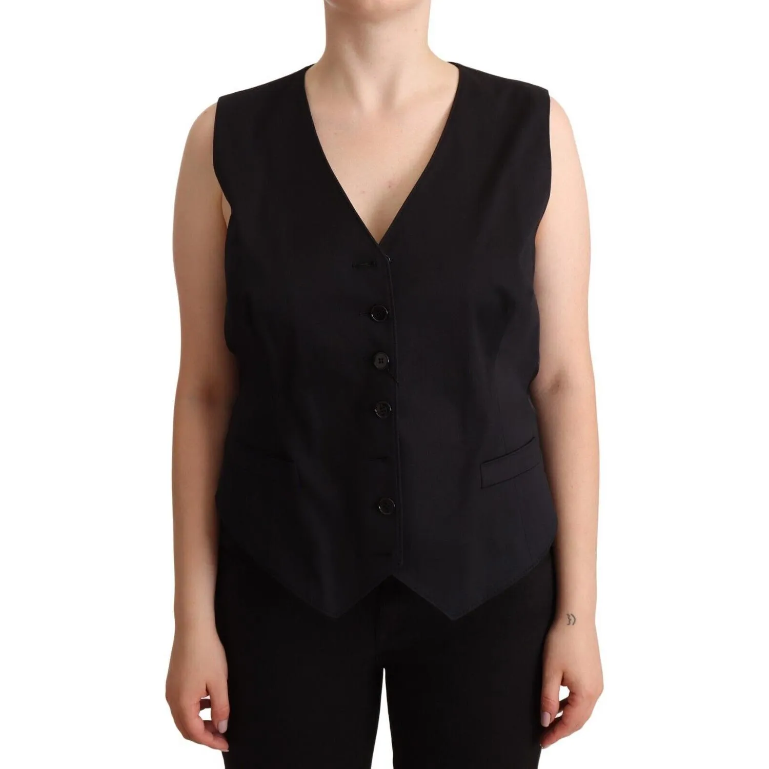 Dolce & Gabbana Chic Buttoned Black Waistcoat