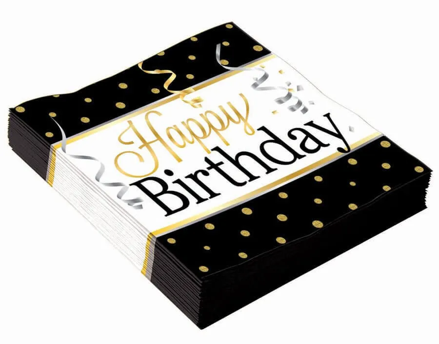 Elegant Happy Birthday Napkins (16ct)