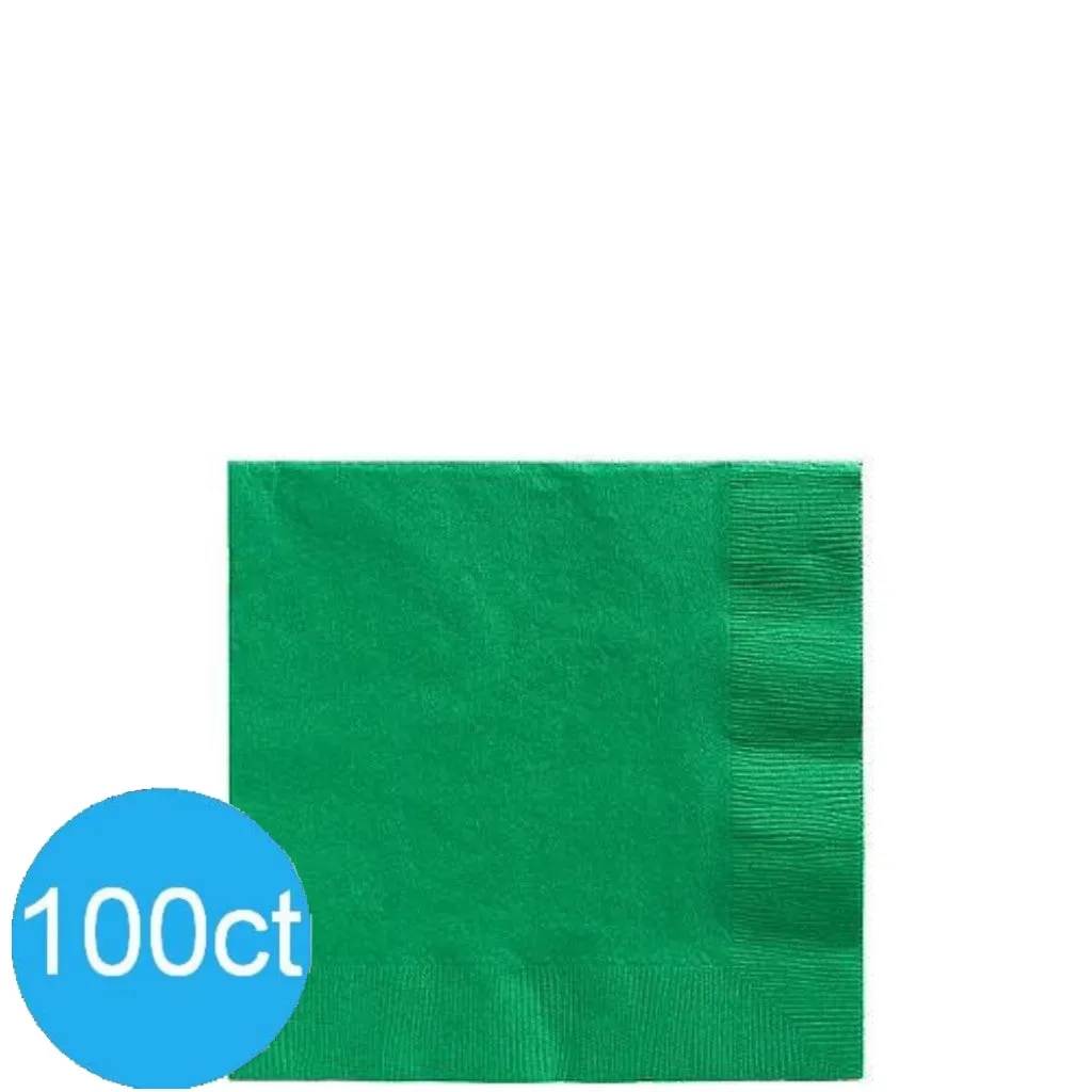 Festive Green Beverage Napkins | 100ct