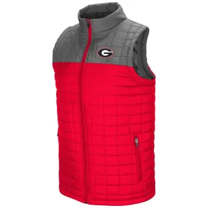 Georgia Bulldogs Colosseum Amplitude Puff Full Zip 2 Tone Red Gray Vest