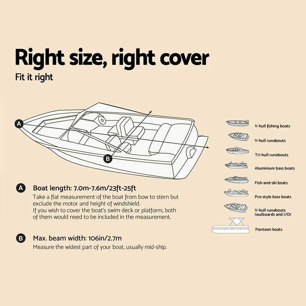 Heavy-Duty 23-25ft Boat Cover, UV-Resistant, 600D Polyester - Seamanship