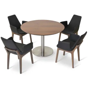 Leather Dining Chairs Eiffel Arm Black