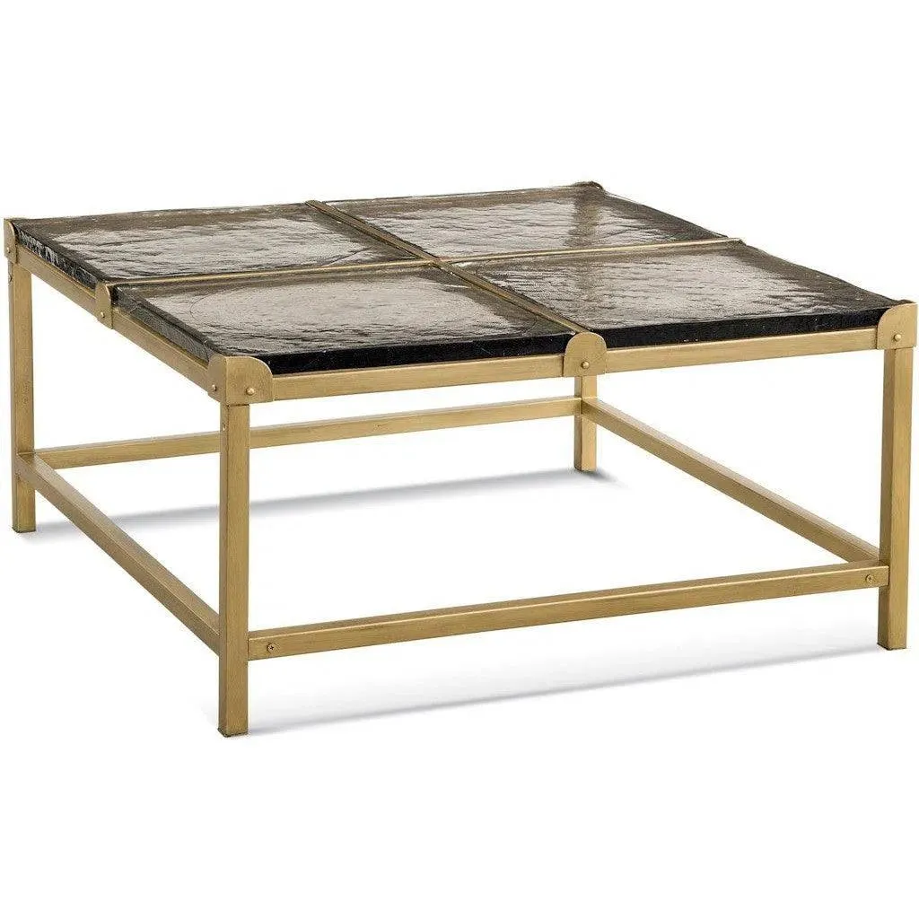 Marisa Iron and Cast Glass Gold Rectangular Cocktail Table