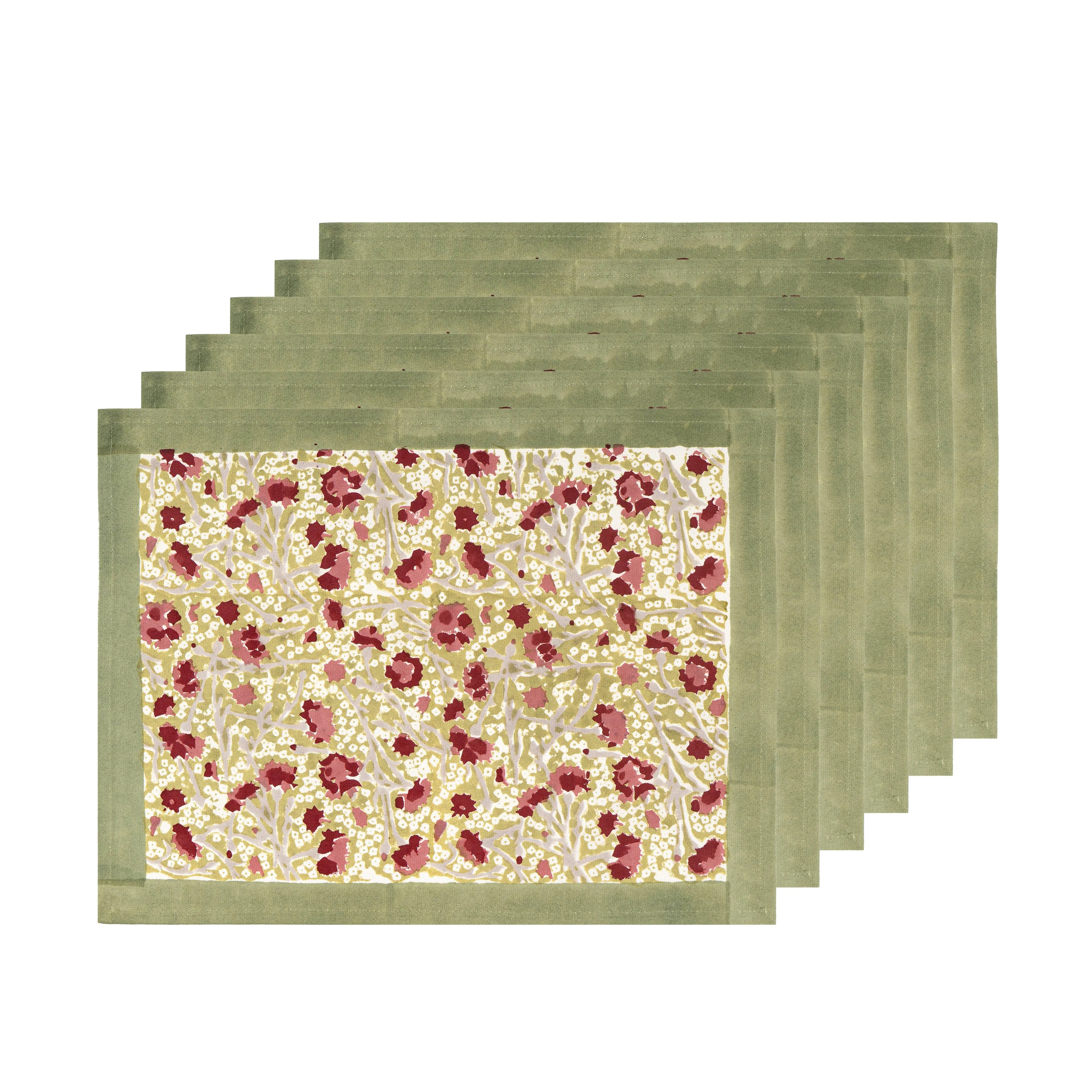 Meadows Placemats Red & Green, Set of 6