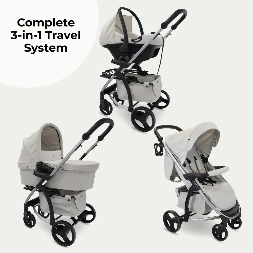 My Babiie MB200i 3-in-1 Travel System with i-Size Car Seat - Oatmeal