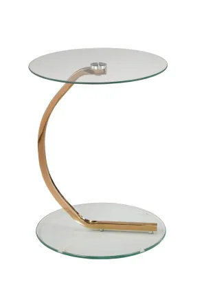 Noah Modern Round Glass Top Accent Table in Rose Gold