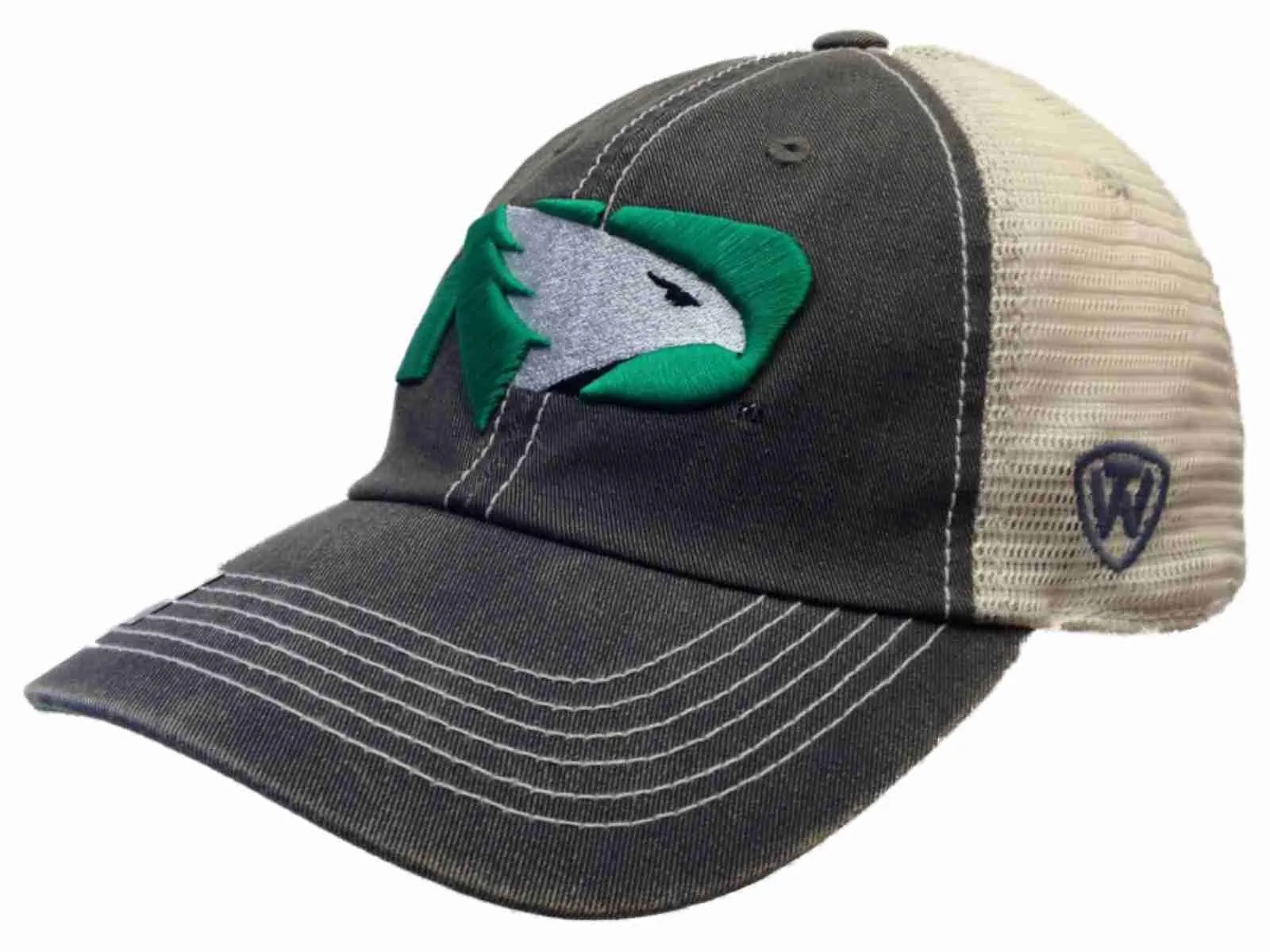 North Dakota Fighting Hawks Gray New Logo Vintage Mesh Adjustable Snap Hat Cap