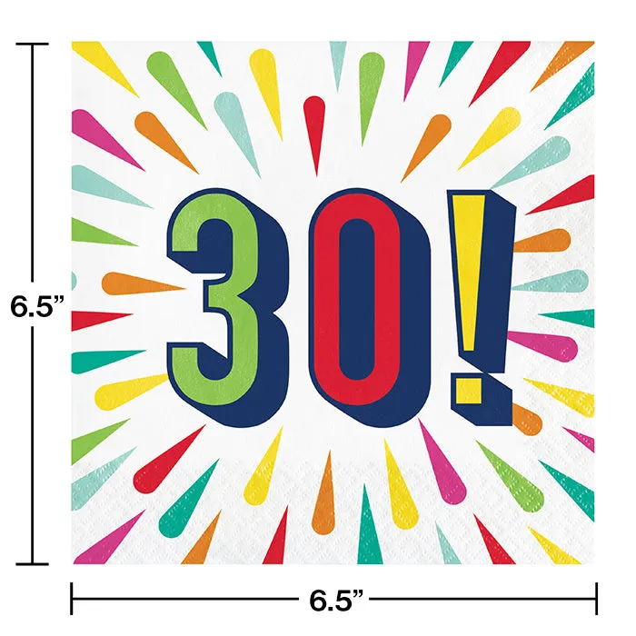 "30" Birthday Burst Luncheon Napkin (16/Pkg)