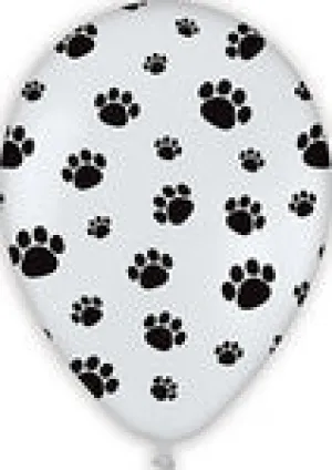 Sempertex 11" Paw Print white Balloon 50/pk, Fashion White. Paw Print