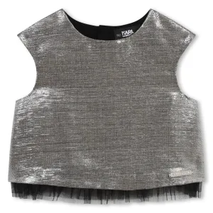 Silver Sleeveless Zipped Blouse