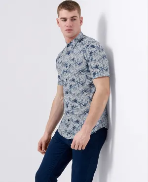 Slim Fit Printed Cotton Short Sleeve Shirt