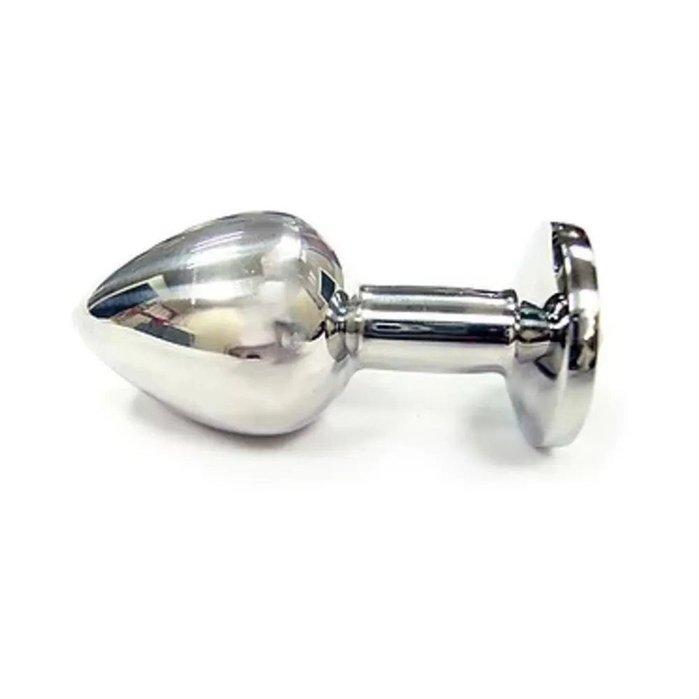 Stainless Steel Smooth Small Butt Plug w/Crystal