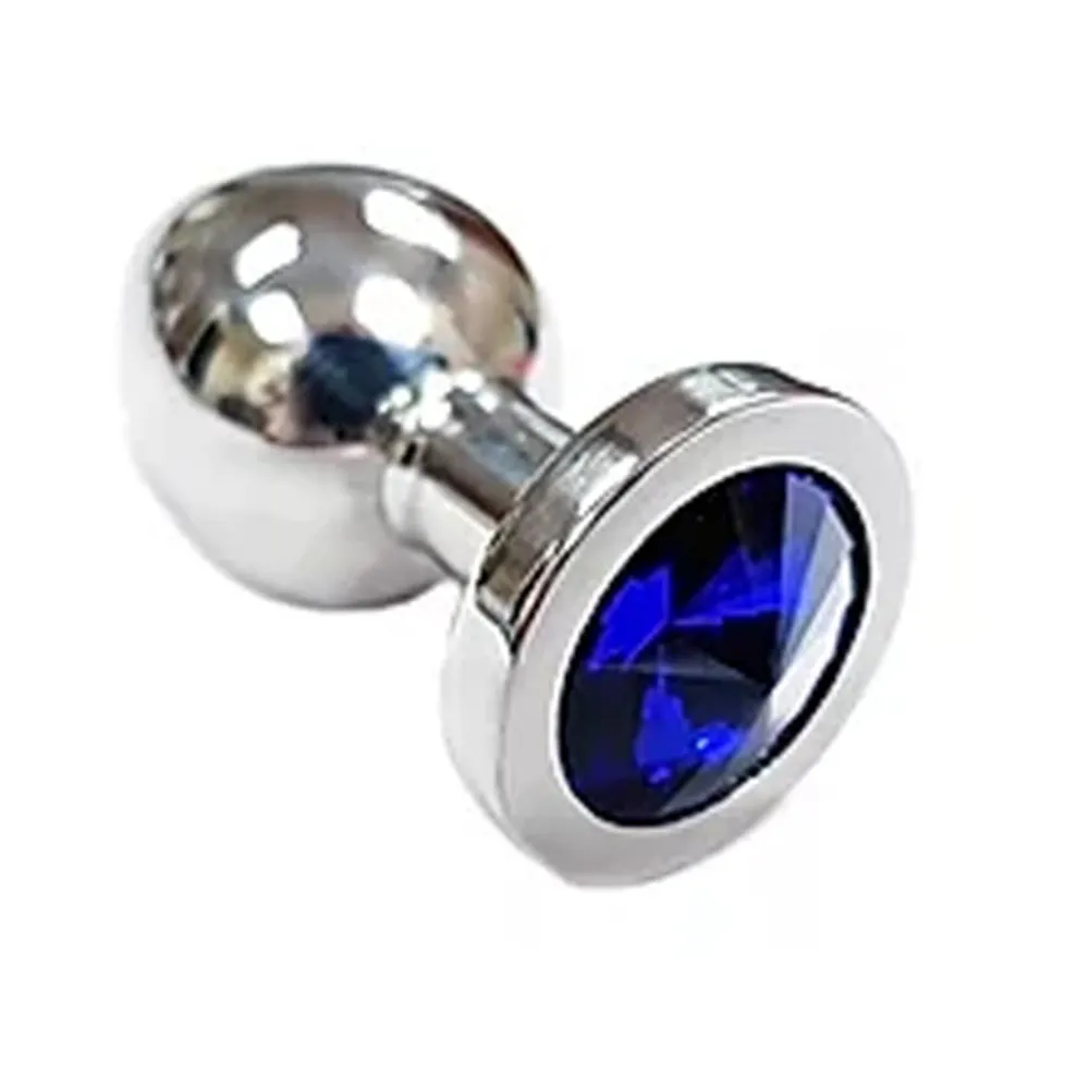 Stainless Steel Smooth Small Butt Plug w/Crystal