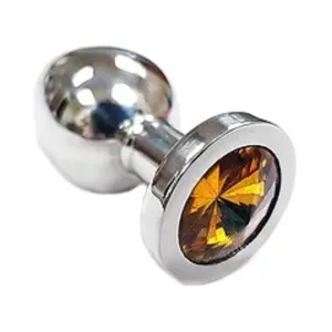 Stainless Steel Smooth Small Butt Plug w/Crystal