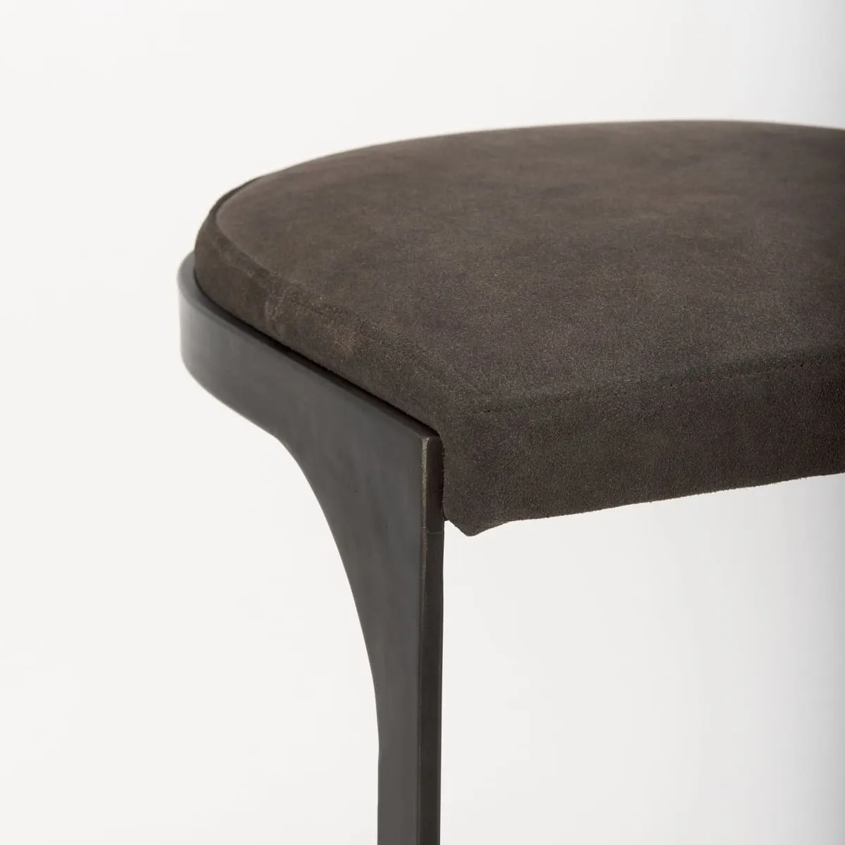 Tyson Bar Counter Stool Brown/Gray Suede | Black Metal | Counter