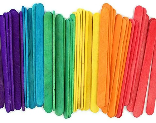 Wooden Color Craft Sticks (45in) - Vibrant Fun Colors, Colored Popsicle Sticks