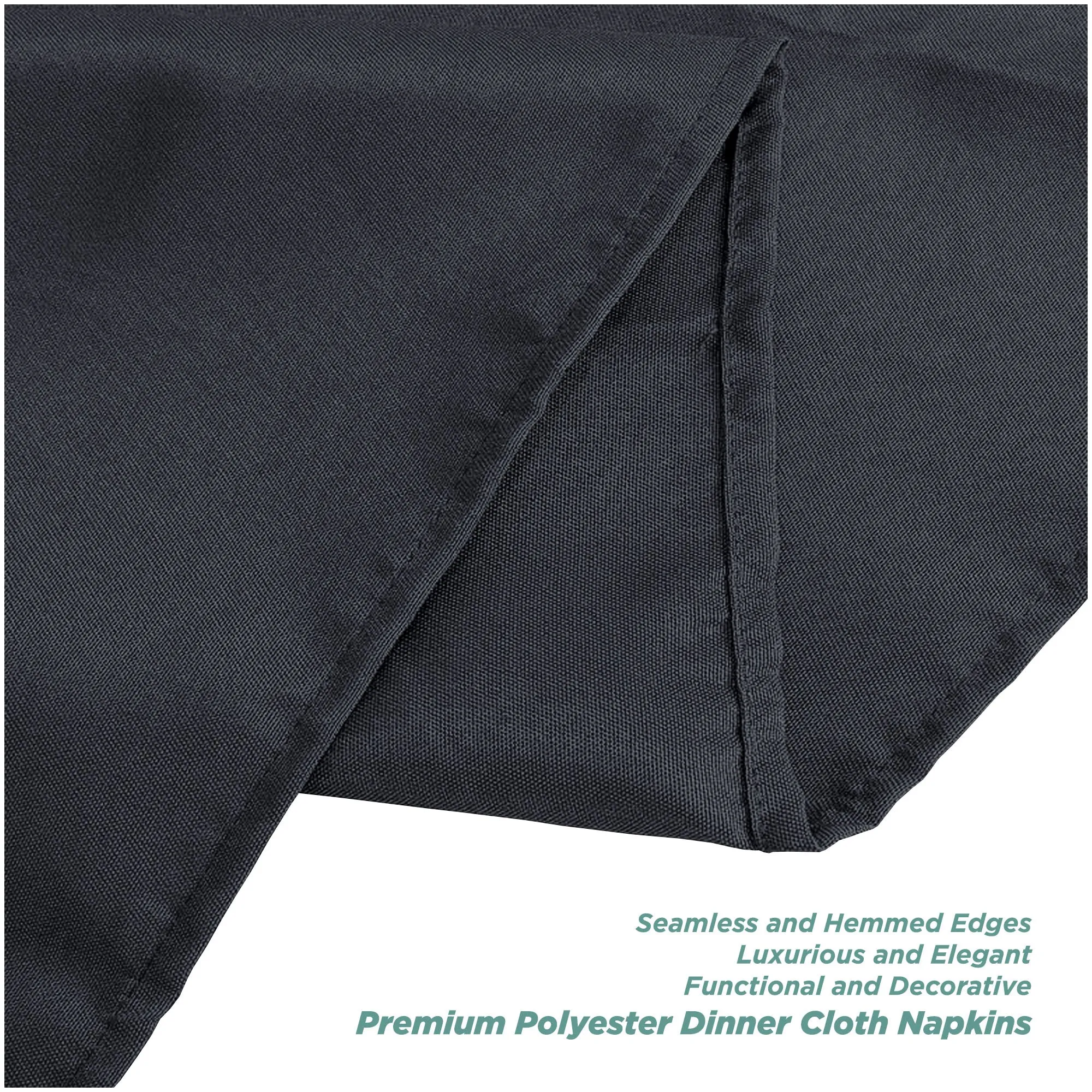 Wrinkle Resistant Fabric Dinner Napkins, Oversized 20 x 20 Inches, Black (Set of 10)