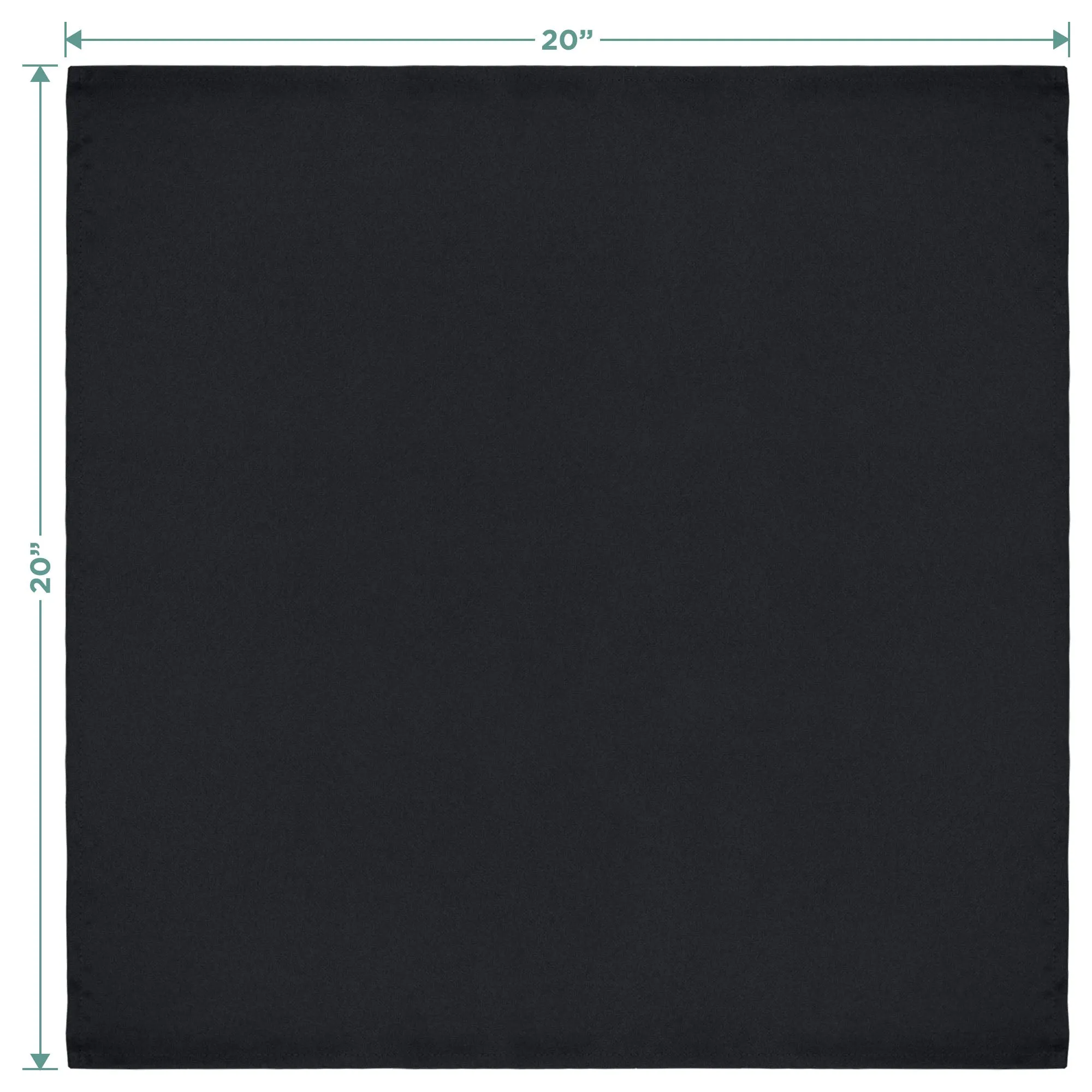 Wrinkle Resistant Fabric Dinner Napkins, Oversized 20 x 20 Inches, Black (Set of 10)